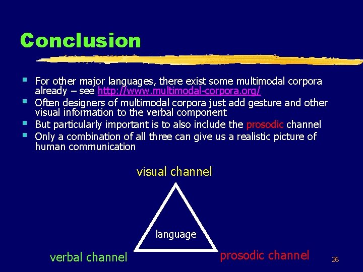 Conclusion § § For other major languages, there exist some multimodal corpora already –