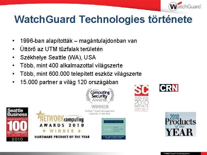 Watch. Guard Technologies története • • • 1996 -ban alapították – magántulajdonban van Úttörő