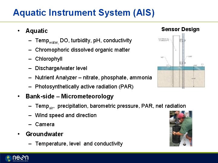 Aquatic Instrument System (AIS) • Aquatic – Tempwater, DO, turbidity, p. H, conductivity Sensor