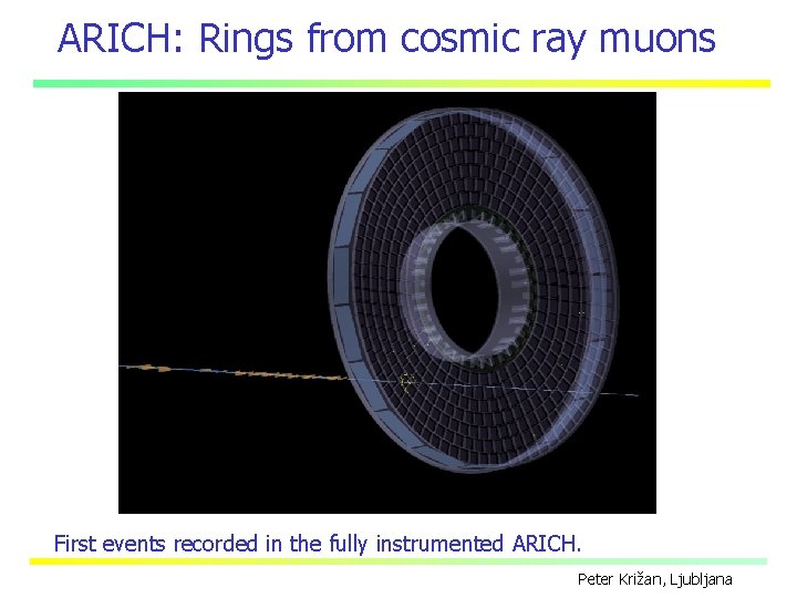 ARICH: Rings from cosmic ray muons First events recorded in the fully instrumented ARICH.