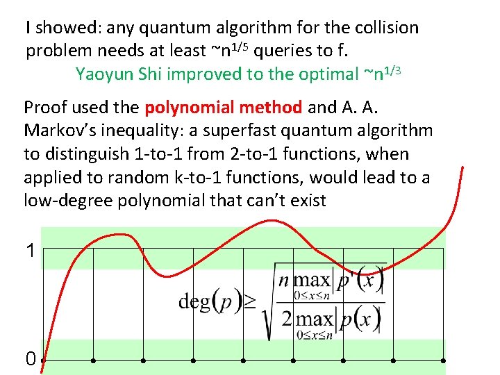I showed: any quantum algorithm for the collision problem needs at least ~n 1/5