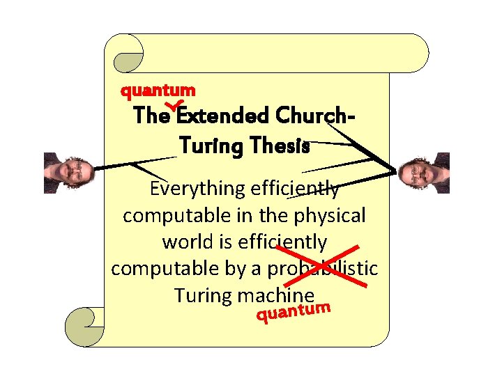 quantum The Extended Church. Turing Thesis Everything efficiently computable in the physical world is