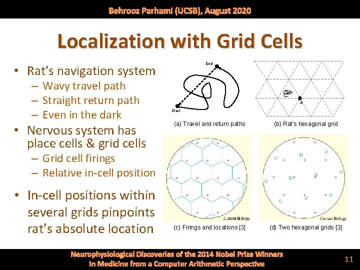 Behrooz Parhami (UCSB), August 2020 Localization with Grid Cells End • Rat’s navigation system