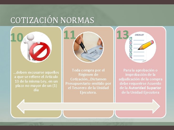 COTIZACIÓN NORMAS 10 …deben excusarse aquellos a que se refiere el Artículo 13 de