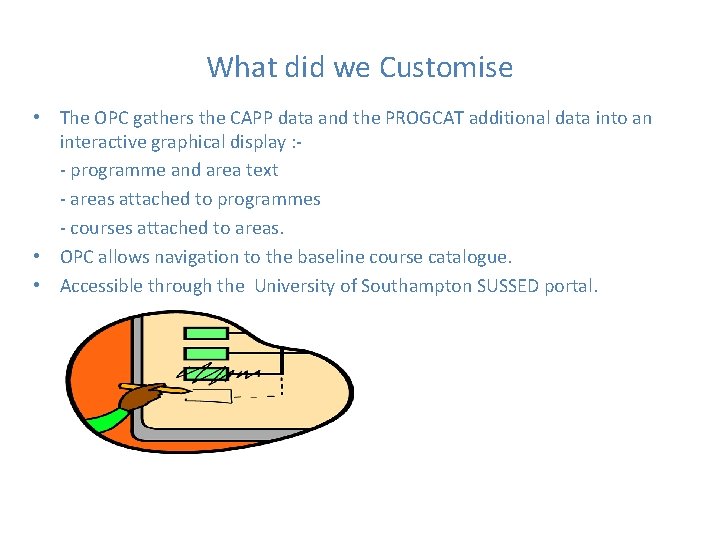 What did we Customise • The OPC gathers the CAPP data and the PROGCAT What did we Customise • The OPC gathers the CAPP data and the PROGCAT