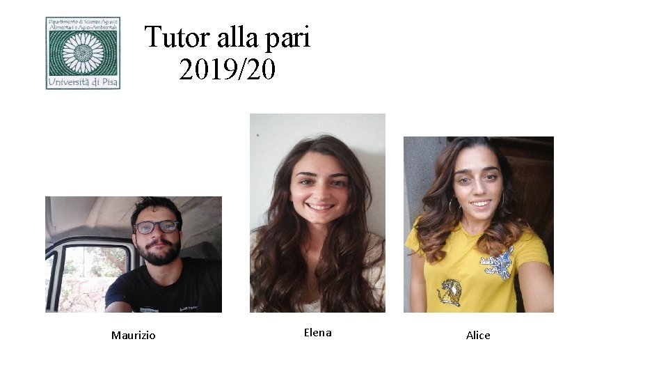 Tutor alla pari 2019/20 Maurizio Elena Alice 