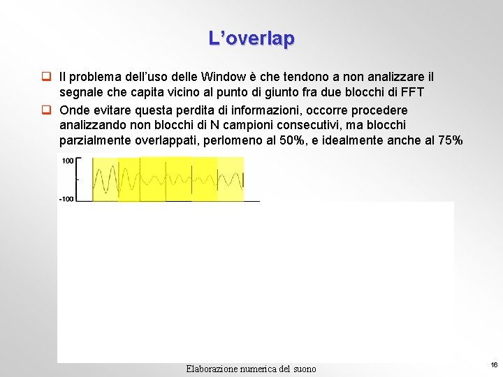 L’overlap q Il problema dell’uso delle Window è che tendono a non analizzare il