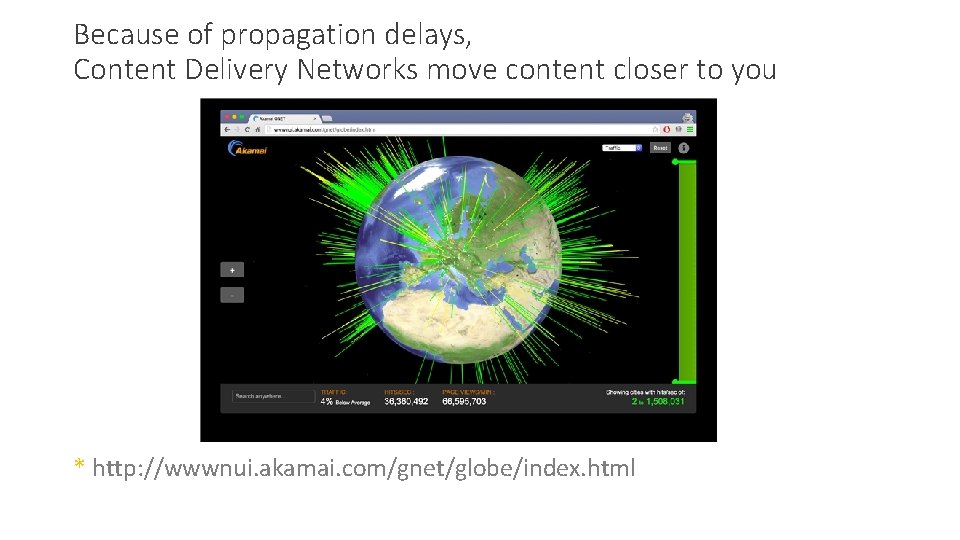Because of propagation delays, Content Delivery Networks move content closer to you * http: