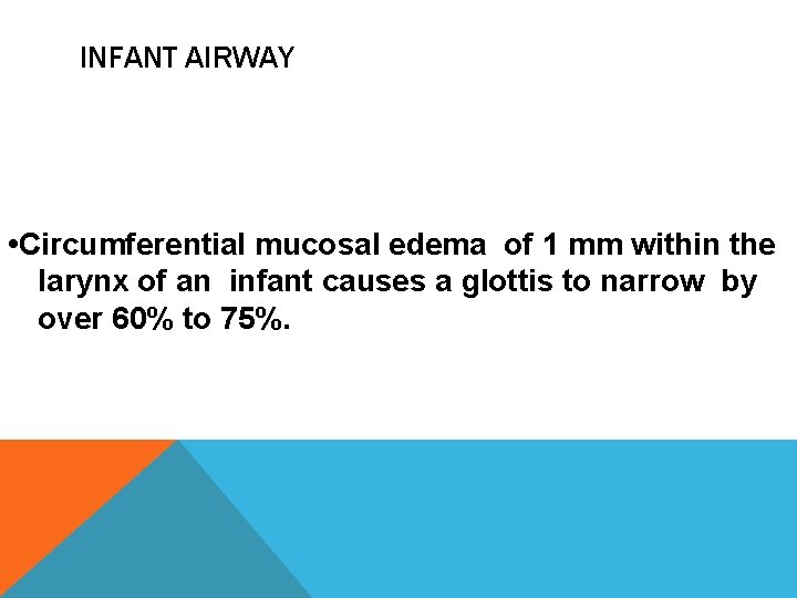 INFANT AIRWAY • Circumferential mucosal edema of 1 mm within the larynx of an