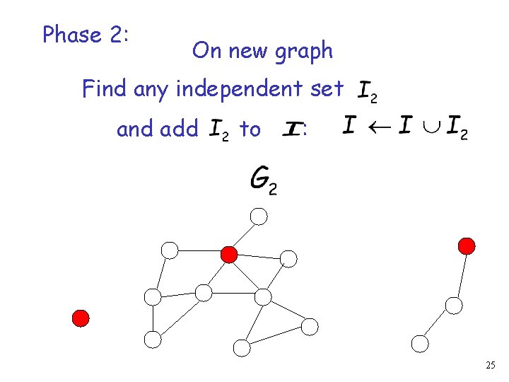 Phase 2: On new graph Find any independent set and add to : 25