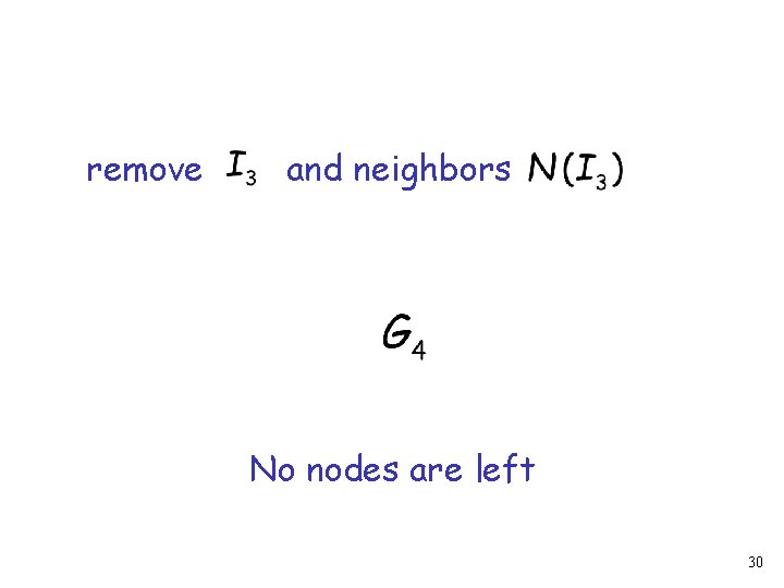 remove and neighbors No nodes are left 30 