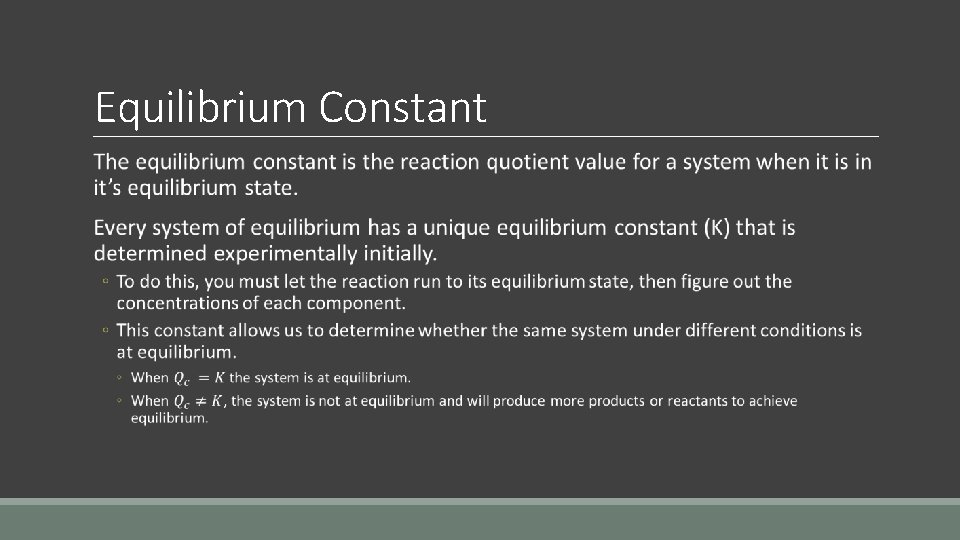 Equilibrium Constant 