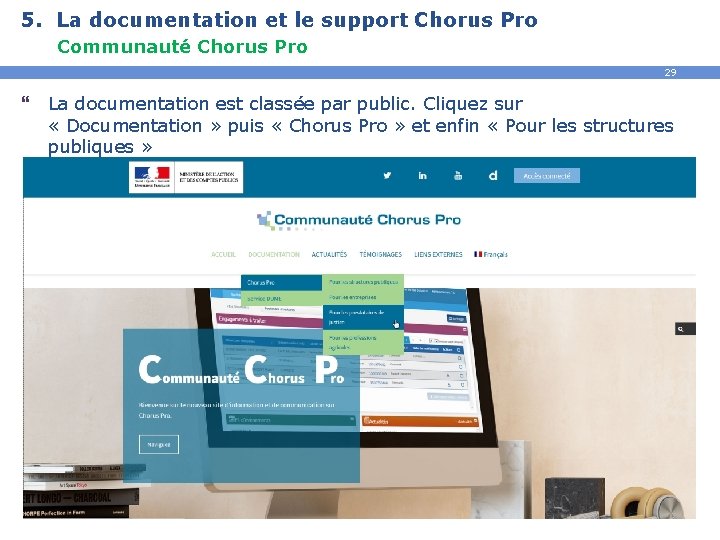 5. La documentation et le support Chorus Pro Communauté Chorus Pro 29 } La