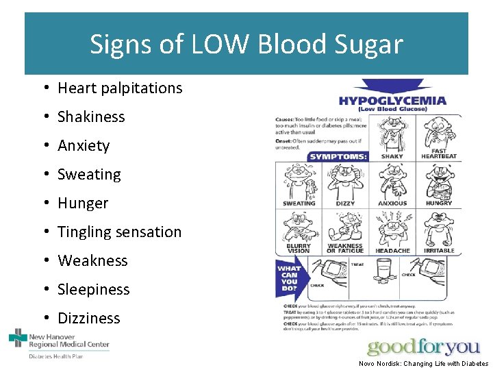 Signs of LOW Blood Sugar • Heart palpitations • Shakiness • Anxiety • Sweating