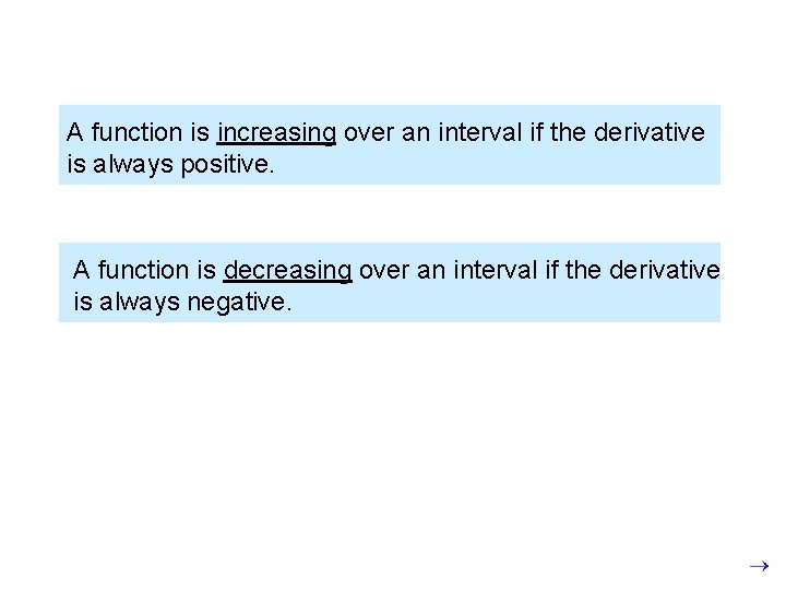 A couple of somewhat obvious definitions: A function is increasing over an interval if