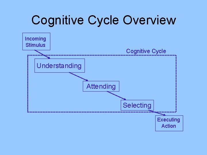 Cognitive Cycle Overview Incoming Stimulus Cognitive Cycle Understanding Attending Selecting Executing Action 