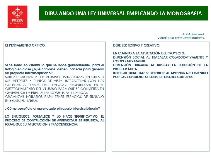 DIBUJANDO UNA LEY UNIVERSAL EMPLEANDO LA MONOGRAFIA 