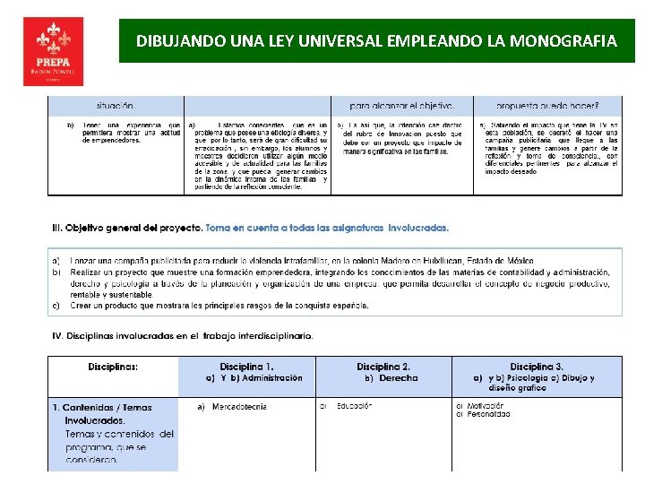 DIBUJANDO UNA LEY UNIVERSAL EMPLEANDO LA MONOGRAFIA 