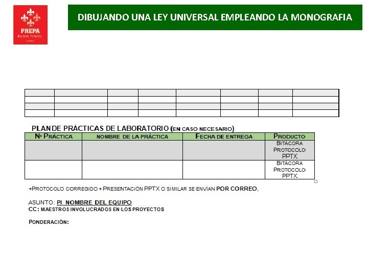 DIBUJANDO UNA LEY UNIVERSAL EMPLEANDO LA MONOGRAFIA 