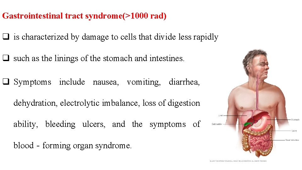 Gastrointestinal tract syndrome(>1000 rad) q is characterized by damage to cells that divide less