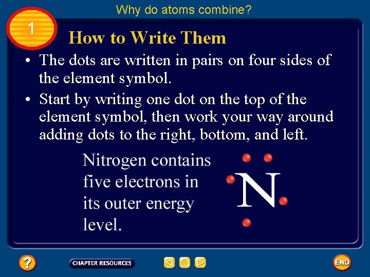 Why do atoms combine? 1 How to Write Them • The dots are written