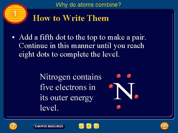 Why do atoms combine? 1 How to Write Them • Add a fifth dot