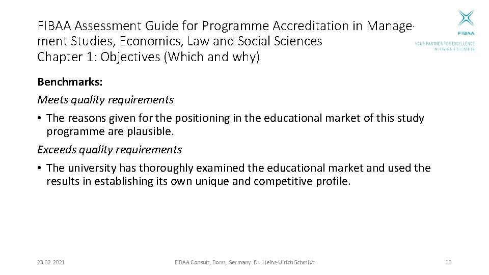 FIBAA Assessment Guide for Programme Accreditation in Management Studies, Economics, Law and Social Sciences