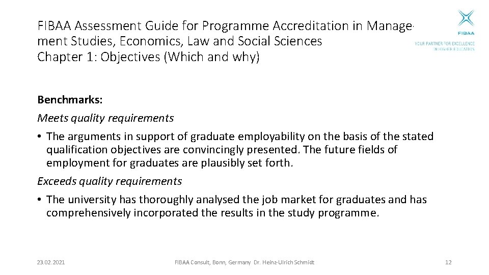 FIBAA Assessment Guide for Programme Accreditation in Management Studies, Economics, Law and Social Sciences