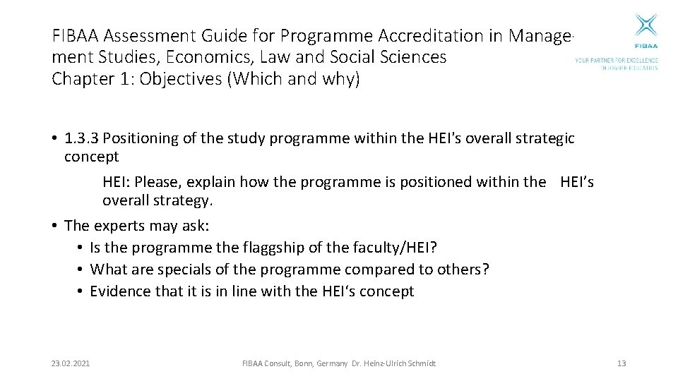 FIBAA Assessment Guide for Programme Accreditation in Management Studies, Economics, Law and Social Sciences