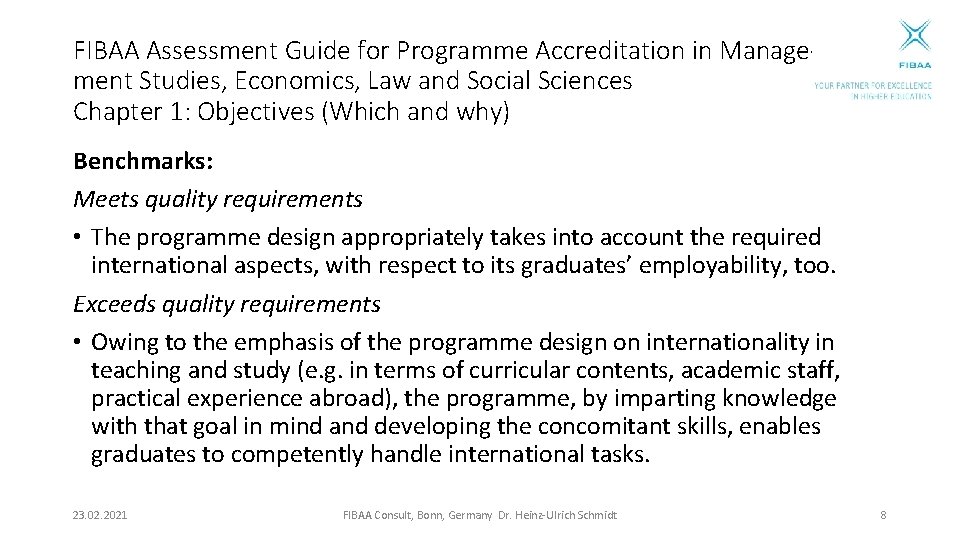 FIBAA Assessment Guide for Programme Accreditation in Management Studies, Economics, Law and Social Sciences