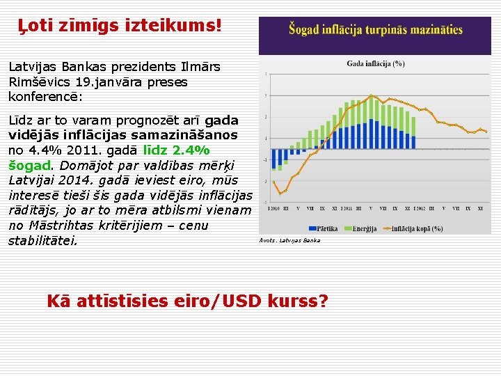 Ļoti zīmīgs izteikums! Latvijas Bankas prezidents Ilmārs Rimšēvics 19. janvāra preses konferencē: Līdz ar