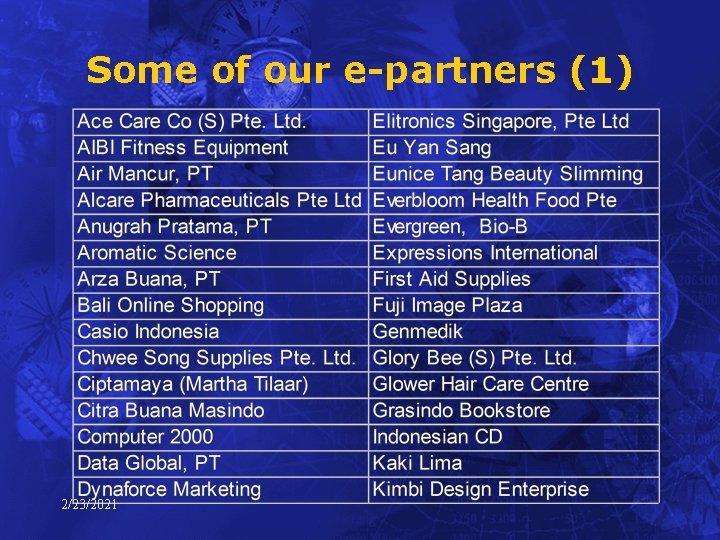 Some of our e-partners (1) 2/23/2021 