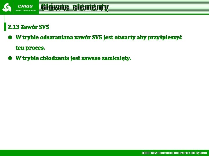 Główne elementy CHIGO New Generation DC Inverter VRF System 