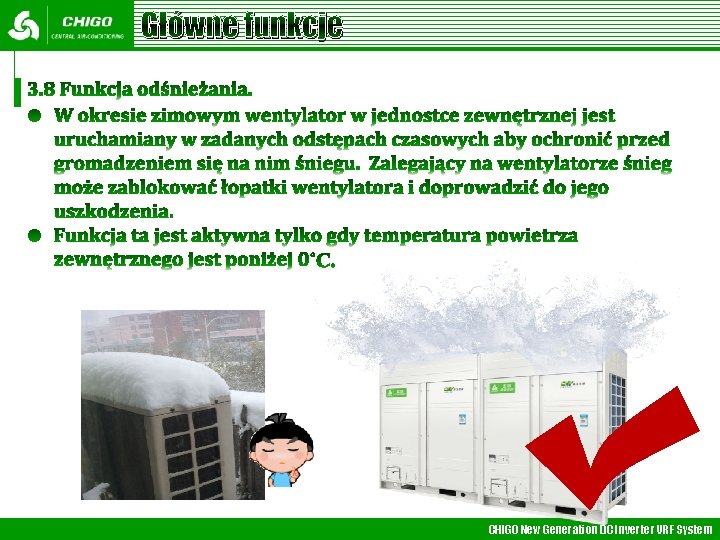 Główne funkcje CHIGO New Generation DC Inverter VRF System 