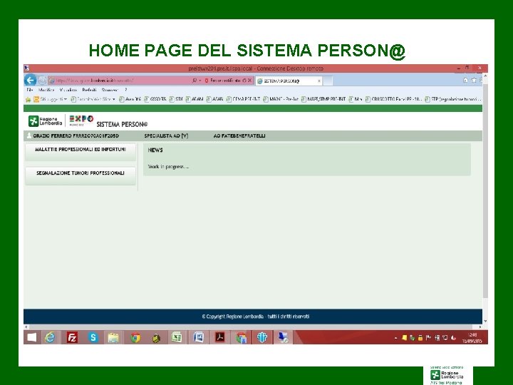 HOME PAGE DEL SISTEMA PERSON@ 