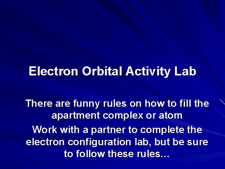 Electron Orbital Activity Lab There are funny rules on how to fill the apartment