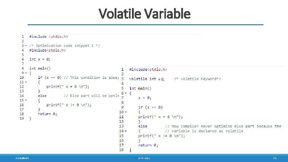 Volatile Variable = 0; Embedded C ICTP -IAEA 14 Volatile Variable = 0; Embedded C ICTP -IAEA 14