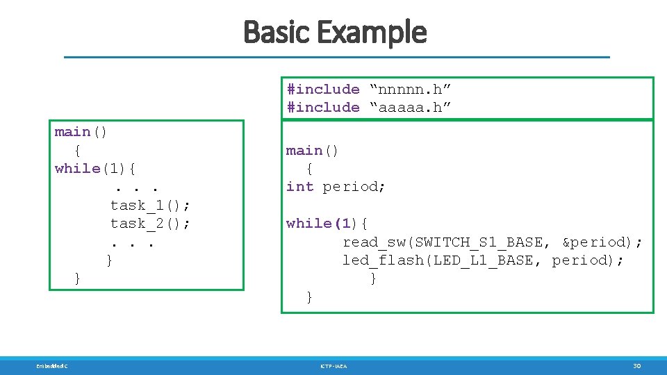 Basic Example #include “nnnnn. h” #include “aaaaa. h” main() { while(1){. . . task_1();