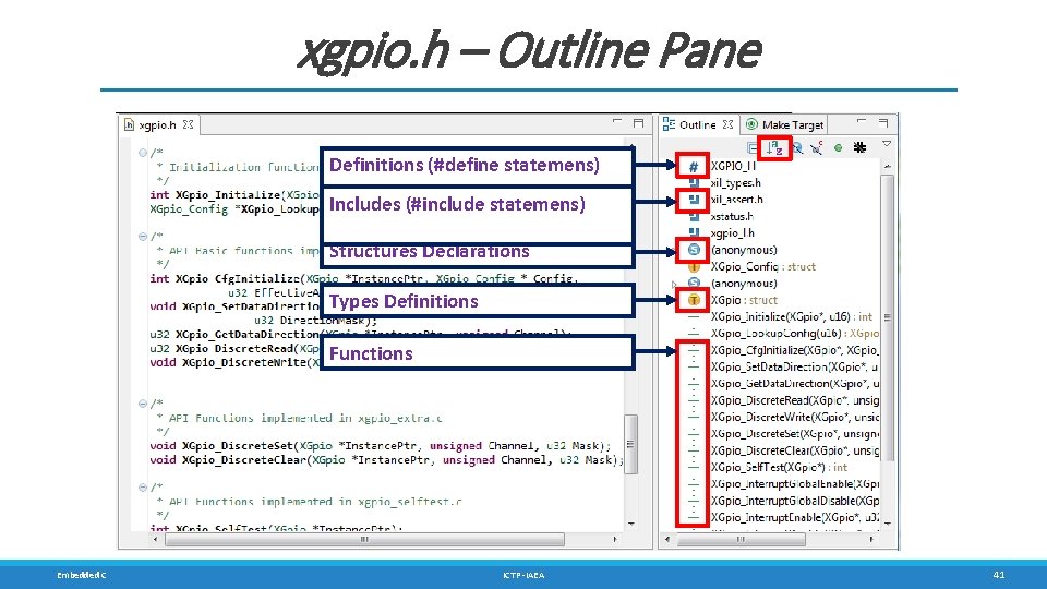 xgpio. h – Outline Pane Definitions (#define statemens) Includes (#include statemens) Structures Declarations Types