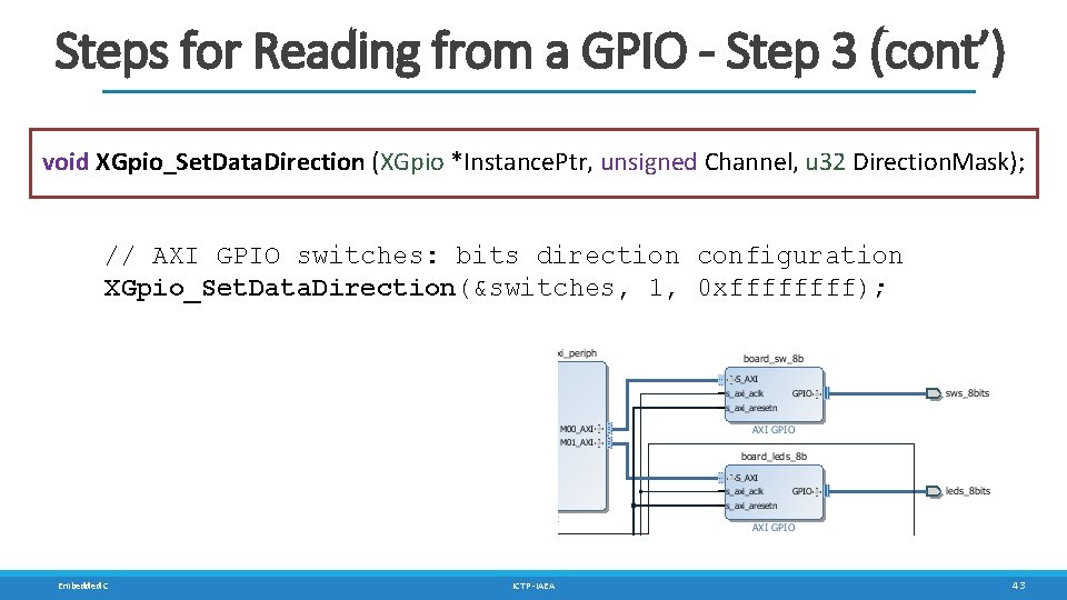 Steps for Reading from a GPIO - Step 3 (cont’) void XGpio_Set. Data. Direction