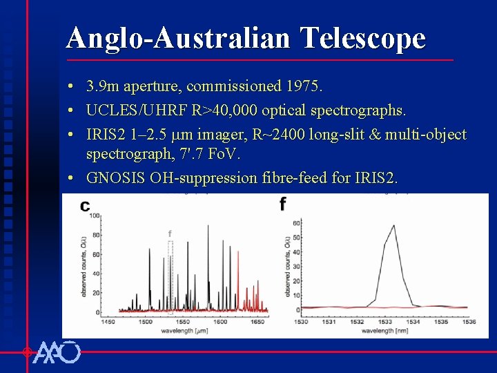 Anglo-Australian Telescope • 3. 9 m aperture, commissioned 1975. • UCLES/UHRF R>40, 000 optical