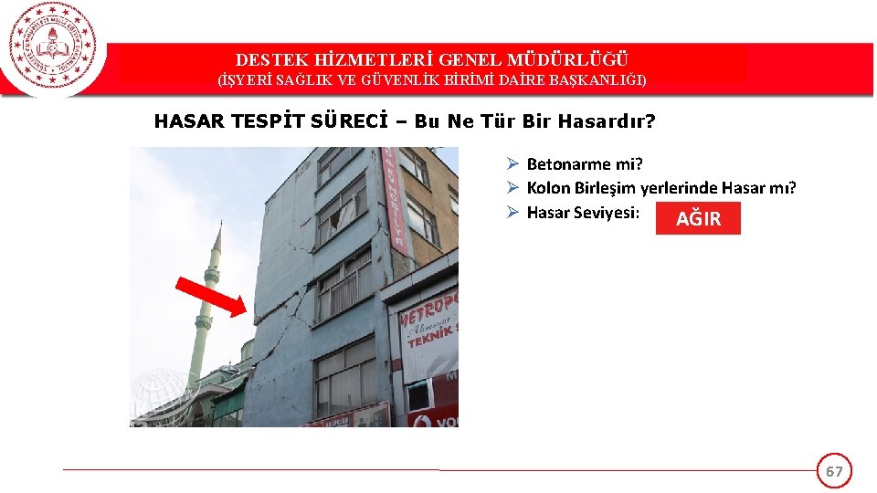 DESTEK HİZMETLERİ GENEL MÜDÜRLÜĞÜ (İŞYERİ SAĞLIK VE GÜVENLİK BİRİMİ DAİRE BAŞKANLIĞI) HASAR TESPİT SÜRECİ