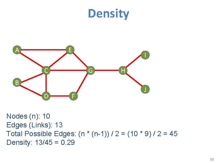 Density A E I C G B D F H J Nodes (n): 10