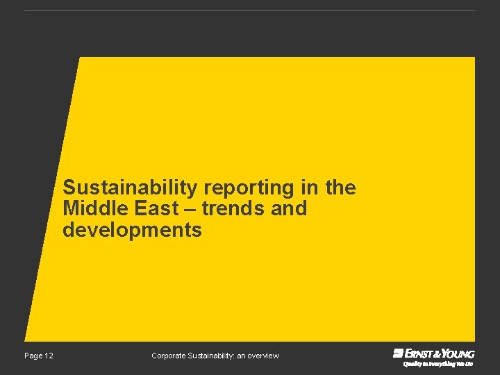 Sustainability reporting in the Middle East – trends and developments Page 12 Corporate Sustainability:
