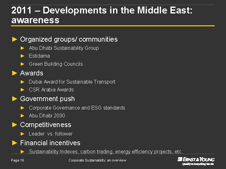 2011 – Developments in the Middle East: awareness ► Organized groups/ communities ► Abu