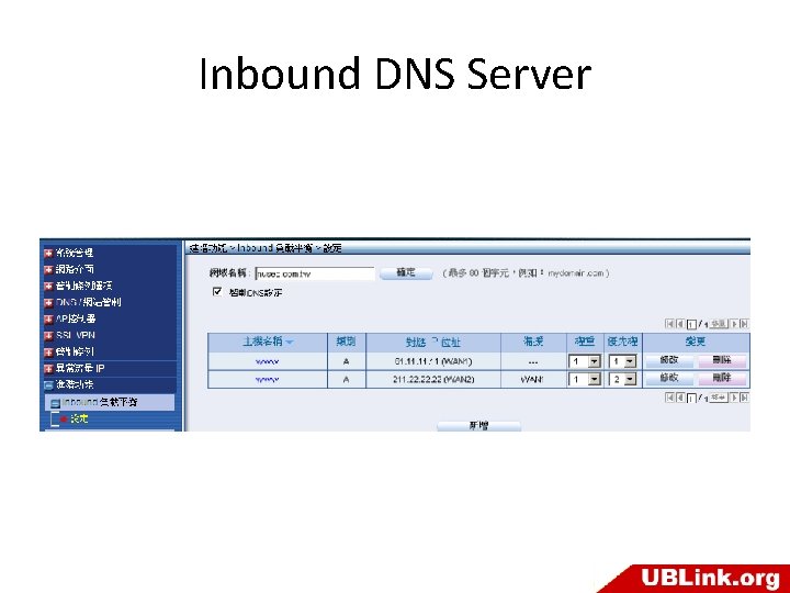 Inbound DNS Server 