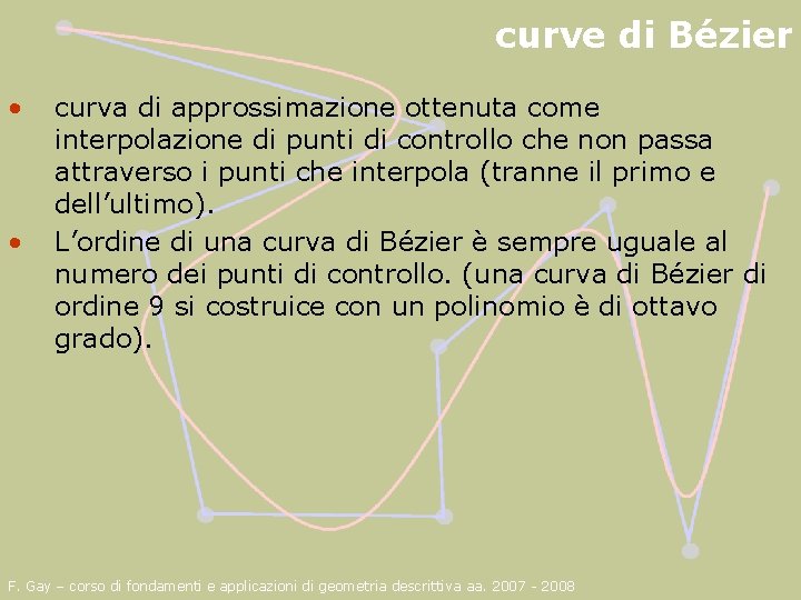 curve di Bézier • • curva di approssimazione ottenuta come interpolazione di punti di