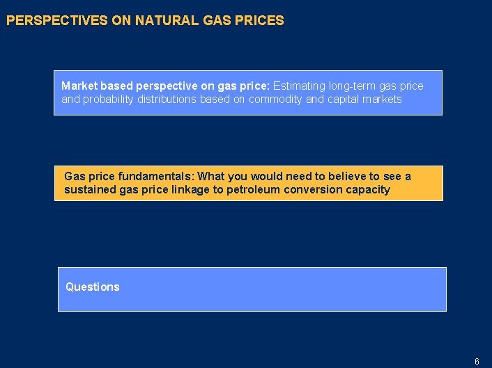 PERSPECTIVES ON NATURAL GAS PRICES Market based perspective on gas price: Estimating long-term gas