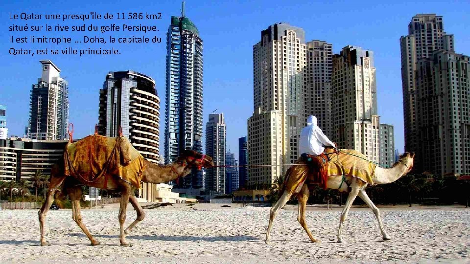Le Qatar une presqu'île de 11 586 km 2 situé sur la rive sud