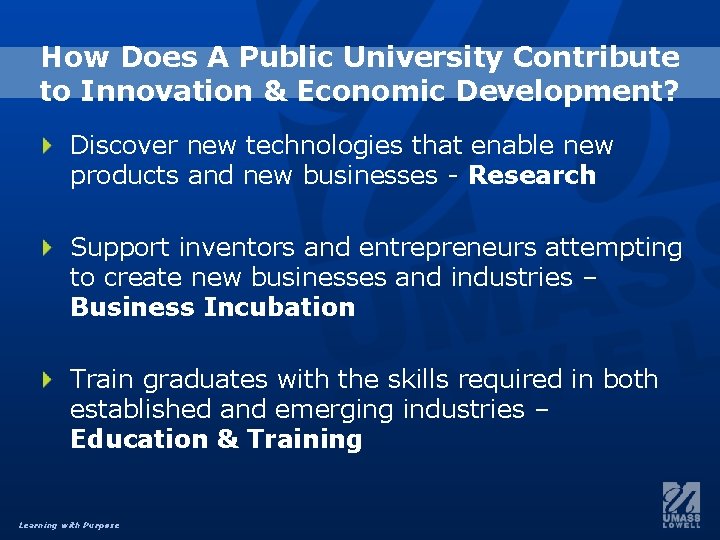 How Does A Public University Contribute to Innovation & Economic Development? Discover new technologies